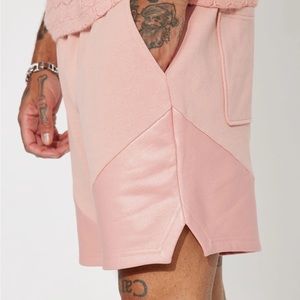 General attempt faux panel, leather shorts, color mauve